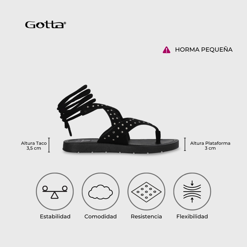 Sandalia Plano Negro Mujer 13257 - Gotta Chile