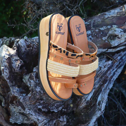 Sandalia Plataforma Beige Mujer 15617 - Gotta Chile