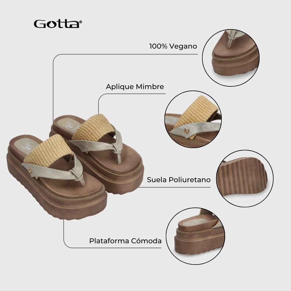 Sandalia Plataforma Beige Mujer 25234 - Gotta Chile