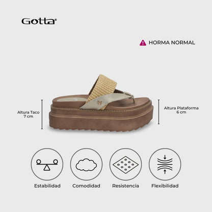 Sandalia Plataforma Beige Mujer 25234 - Gotta Chile