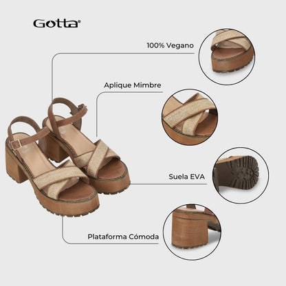 Sandalia Plataforma Beige Mujer 25796 - Gotta Chile