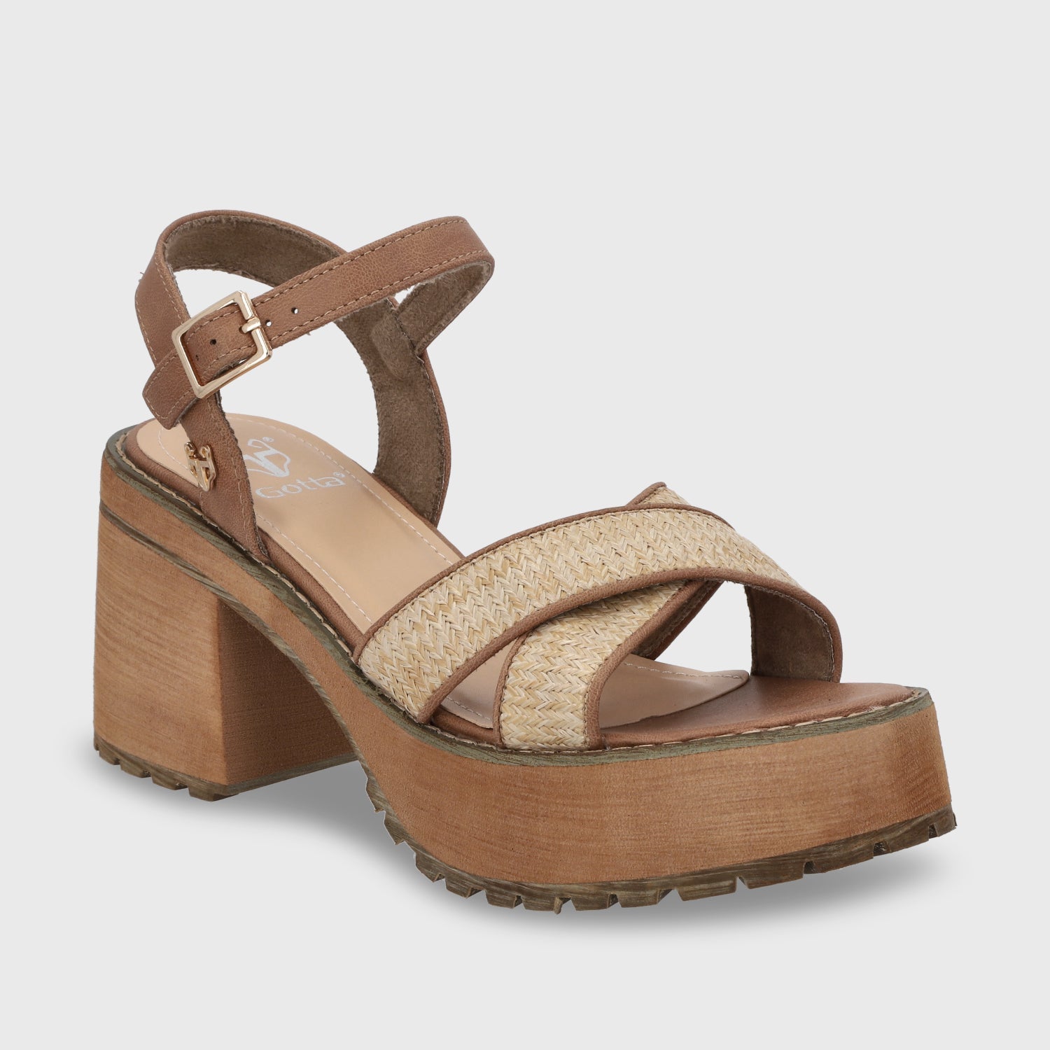 Sandalia Plataforma Beige Mujer 25796 - Gotta Chile