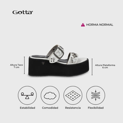 Sandalia Plataforma Blanco Mujer 15620 - Gotta Chile