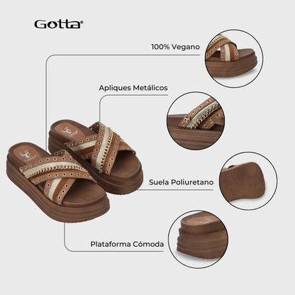 Sandalia Plataforma Camel Mujer 1571B