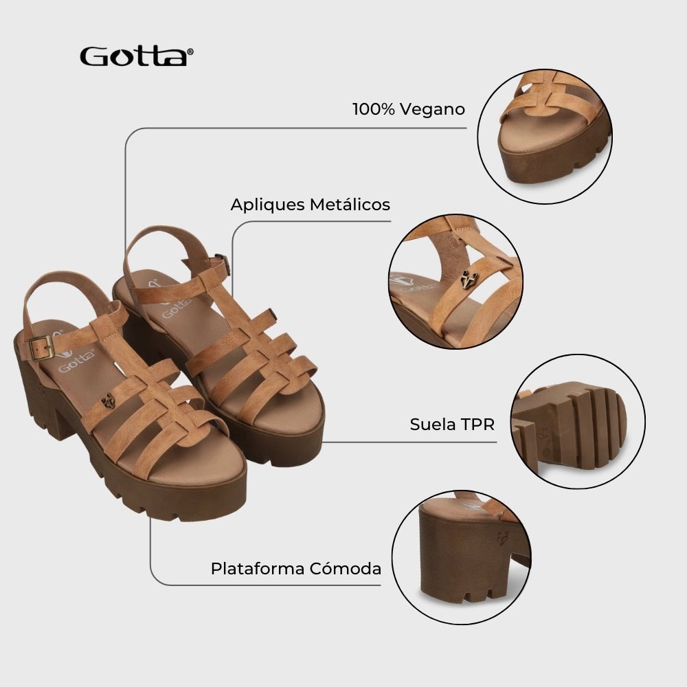 Sandalia Plataforma Camel Mujer 43023 - Gotta Chile