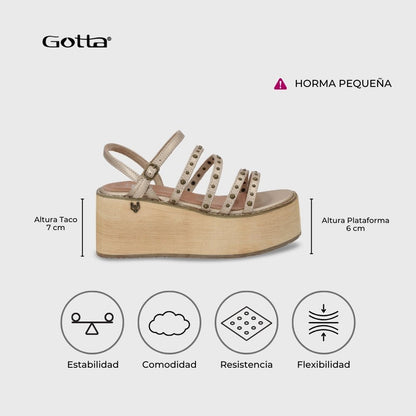 Sandalia Plataforma Dorada Mujer 15629 - Gotta Chile