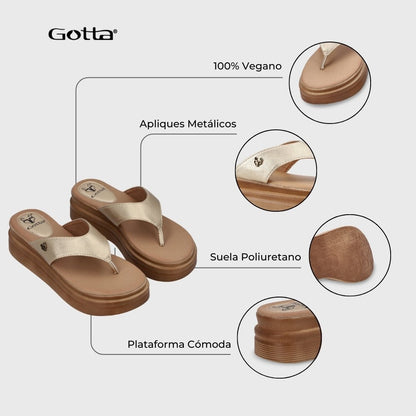 Sandalia Plataforma Dorada Mujer 43011 - Gotta Chile