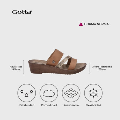 Sandalia Plataforma Dorado Mujer 13221 - Gotta Chile