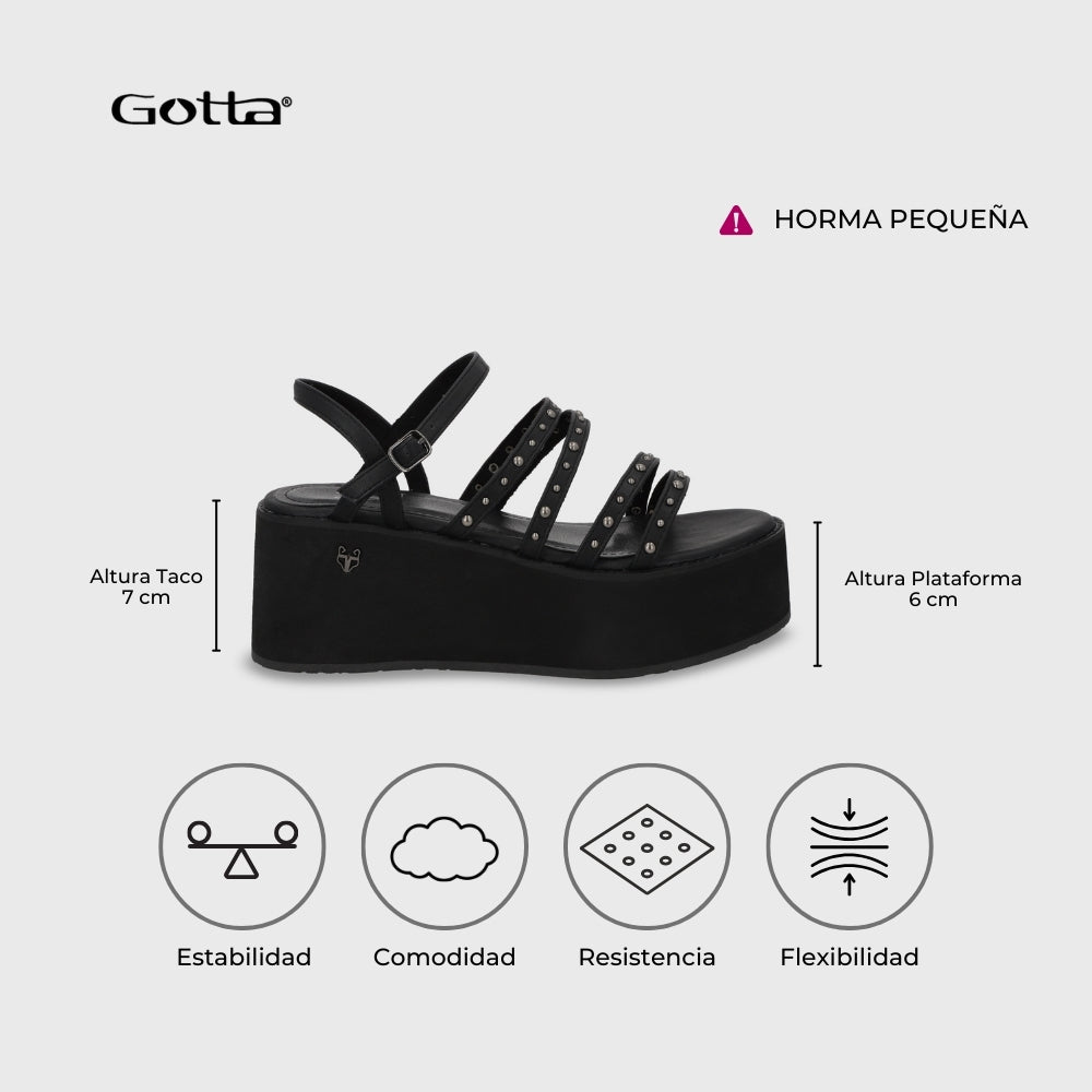 Sandalia Plataforma Negra Mujer 15629 - Gotta Chile