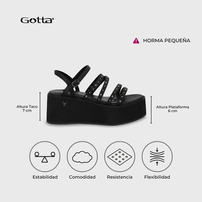 Sandalia Plataforma Negra Mujer 15629 - Gotta Chile