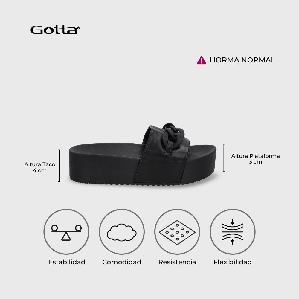 Sandalia Plataforma Negra Mujer 22090 - Gotta Chile