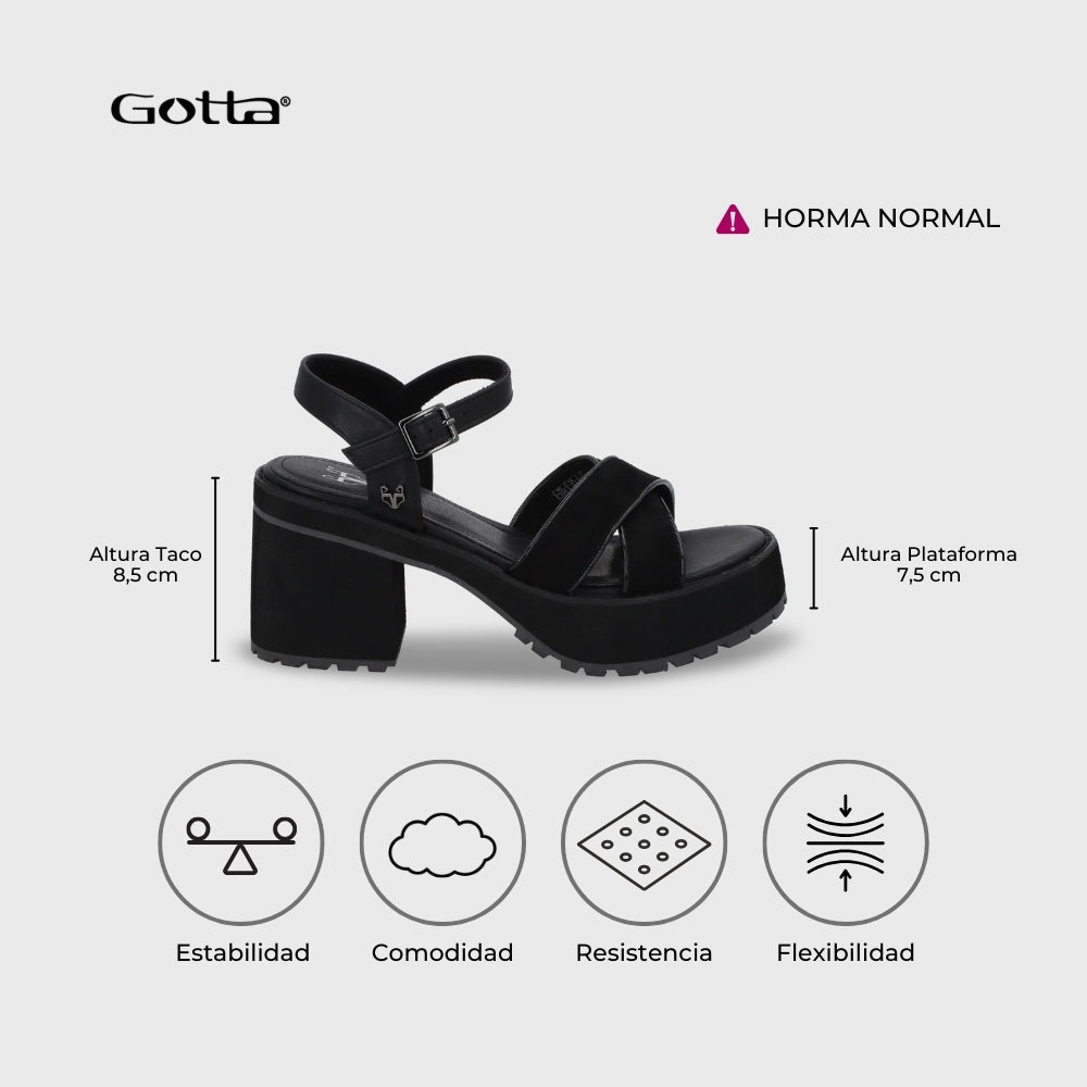 Sandalia Plataforma Negra Mujer 25796 - Gotta Chile
