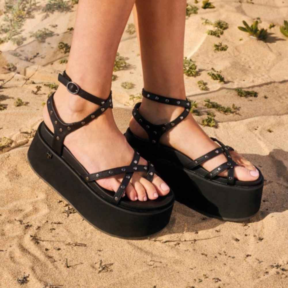 Sandalia Plataforma Negra Mujer 35188 - Gotta Chile