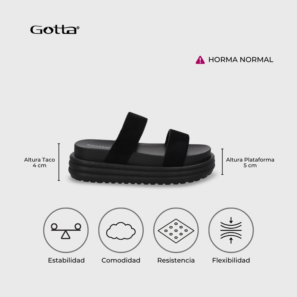 Sandalia Plataforma Negra Mujer 42021 - Gotta Chile