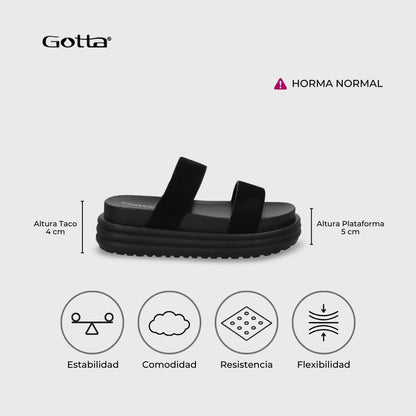 Sandalia Plataforma Negra Mujer 42021 - Gotta Chile