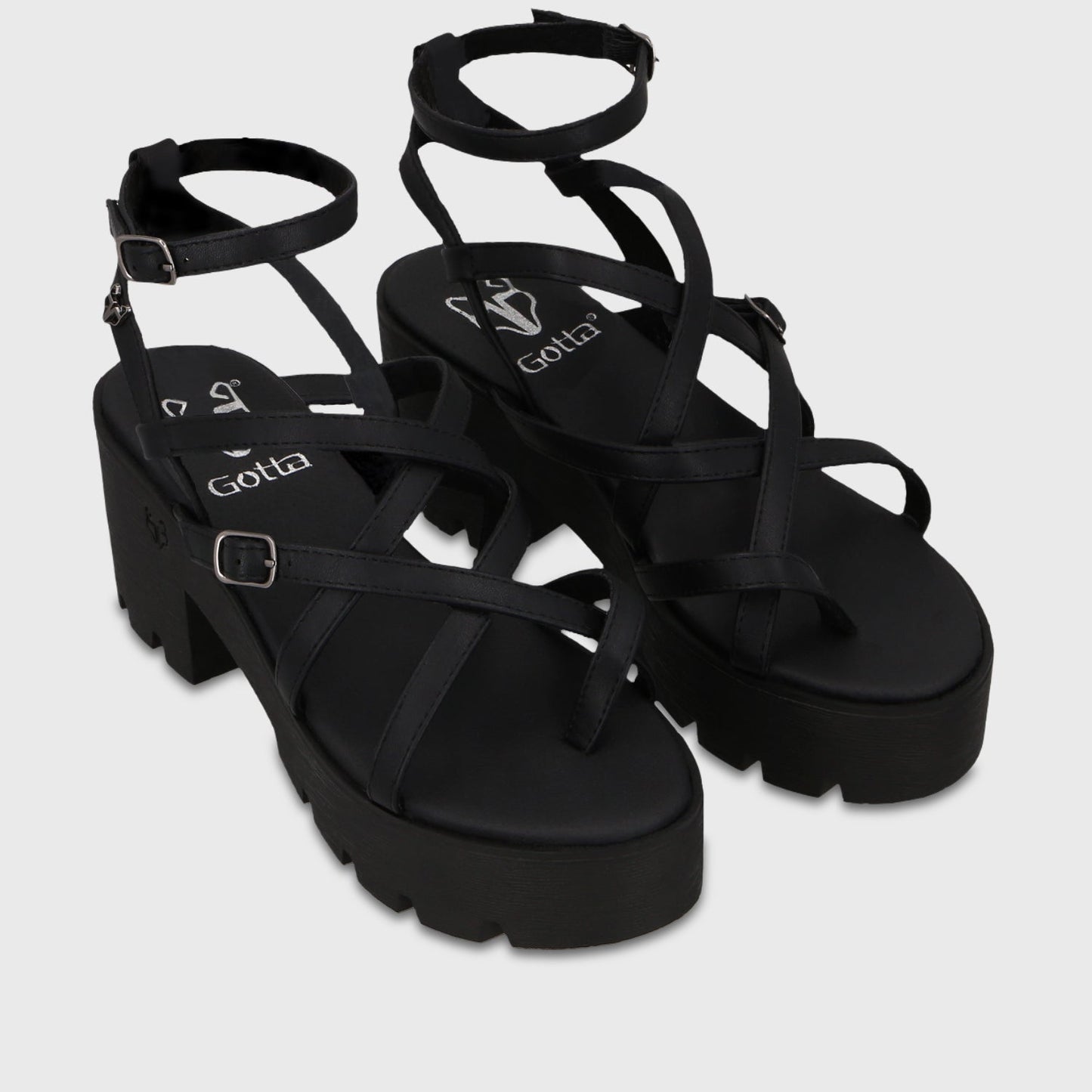 Sandalia Plataforma Negra Mujer 43024 - Gotta Chile