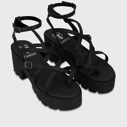 Sandalia Plataforma Negra Mujer 43024 - Gotta Chile