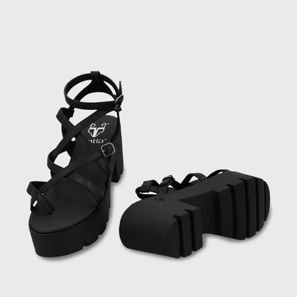 Sandalia Plataforma Negra Mujer 43024 - Gotta Chile