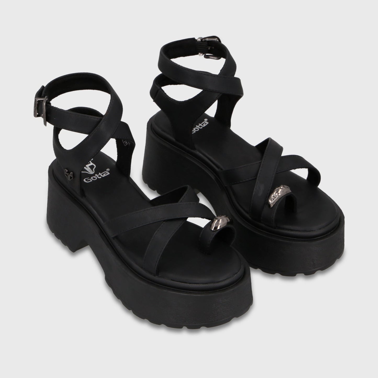 Sandalia Plataforma Negra Mujer 45986 - Gotta Chile