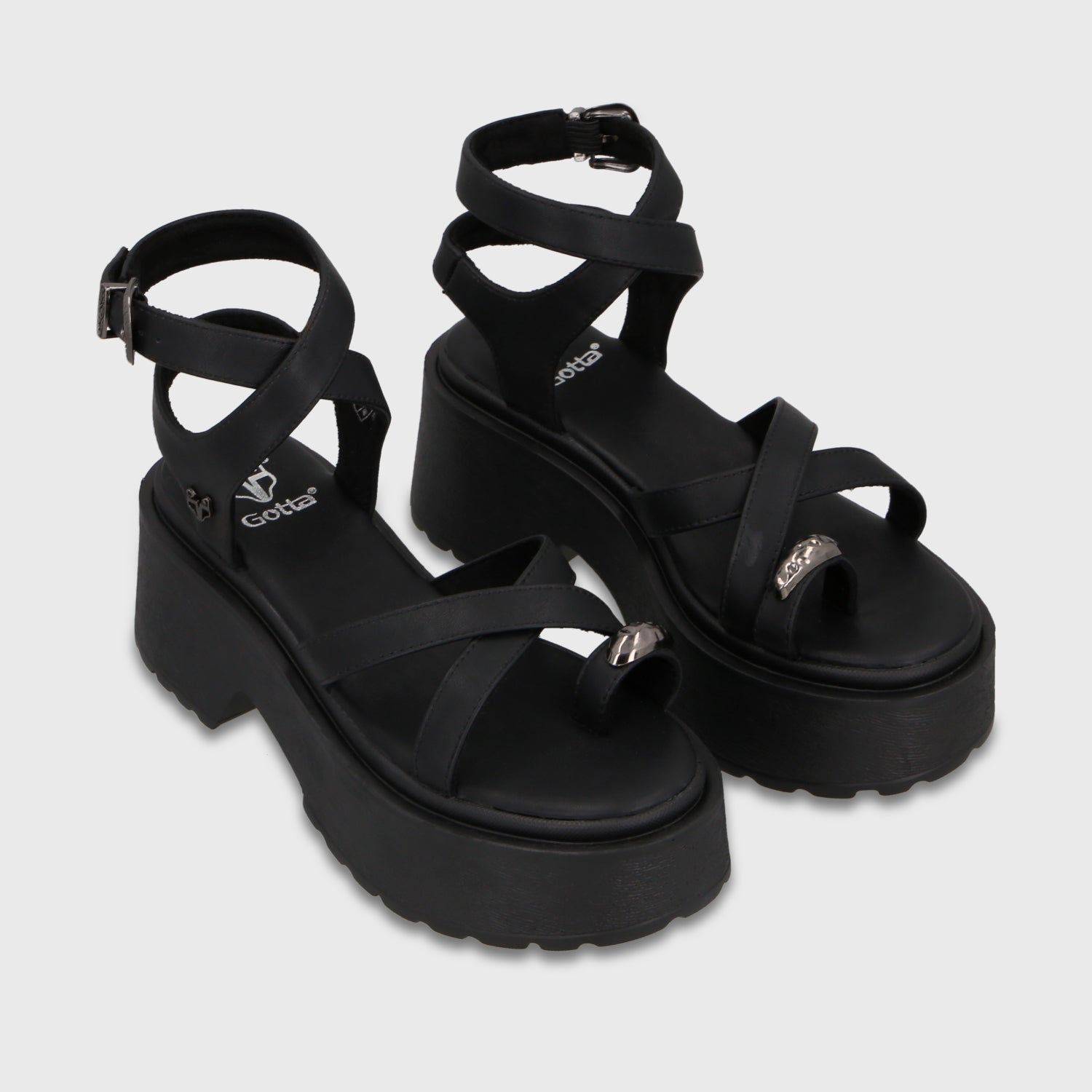 Sandalia Plataforma Negra Mujer 45986 - Gotta Chile