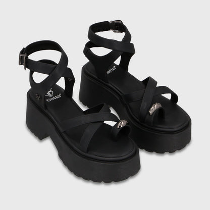 Sandalia Plataforma Negra Mujer 45986 - Gotta Chile