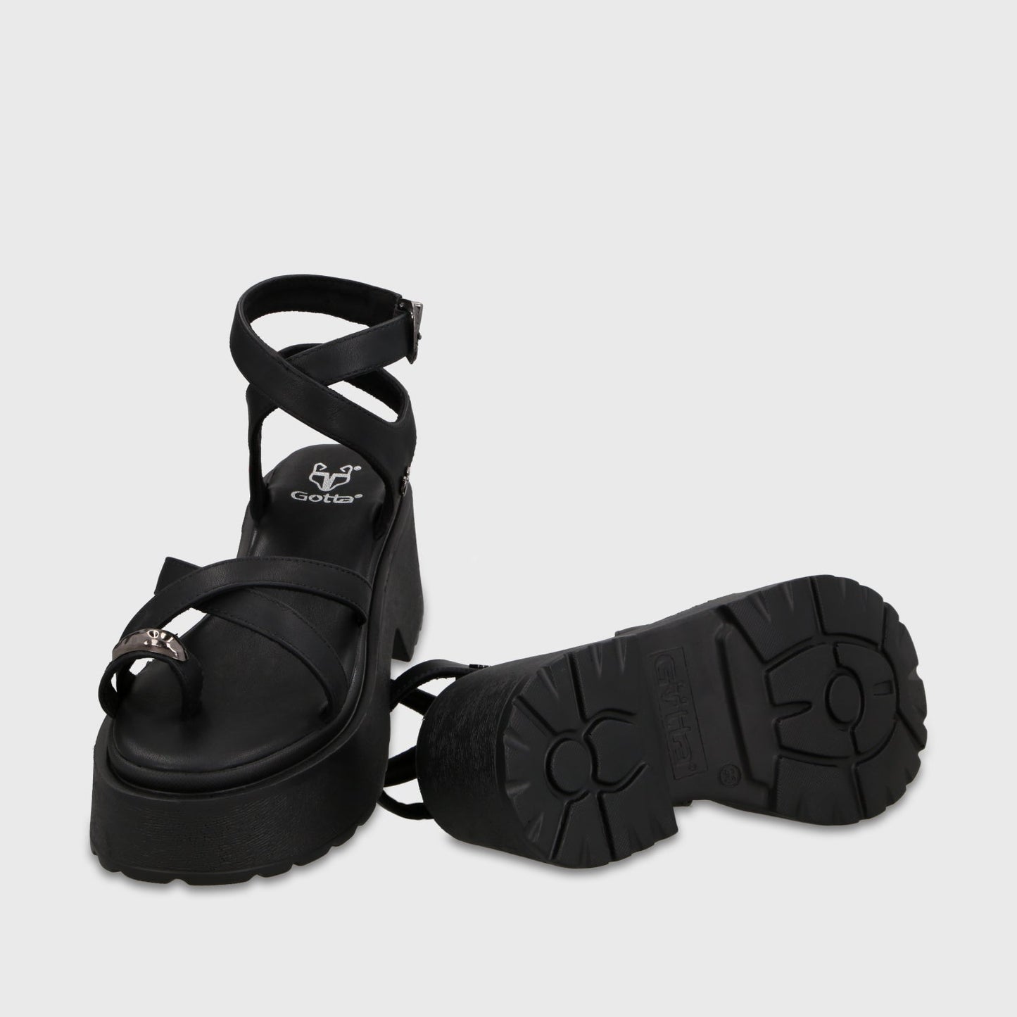 Sandalia Plataforma Negra Mujer 45986 - Gotta Chile