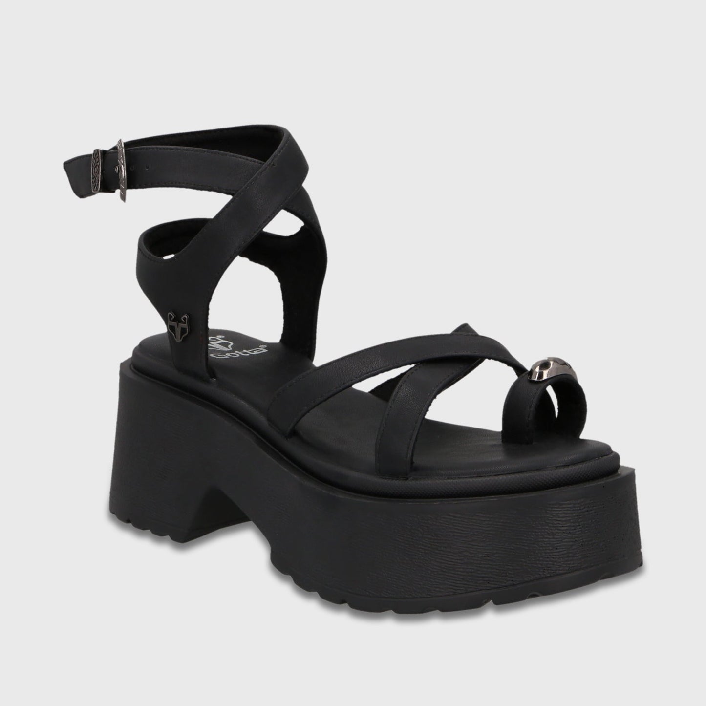 Sandalia Plataforma Negra Mujer 45986 - Gotta Chile