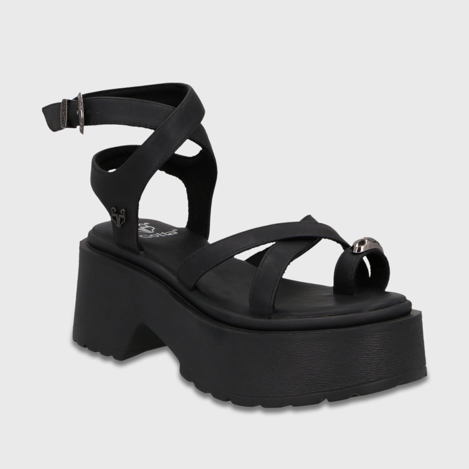 Sandalia Plataforma Negra Mujer 45986 - Gotta Chile