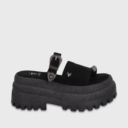 Sandalia Plataforma Negra Mujer 55295 - Gotta Chile