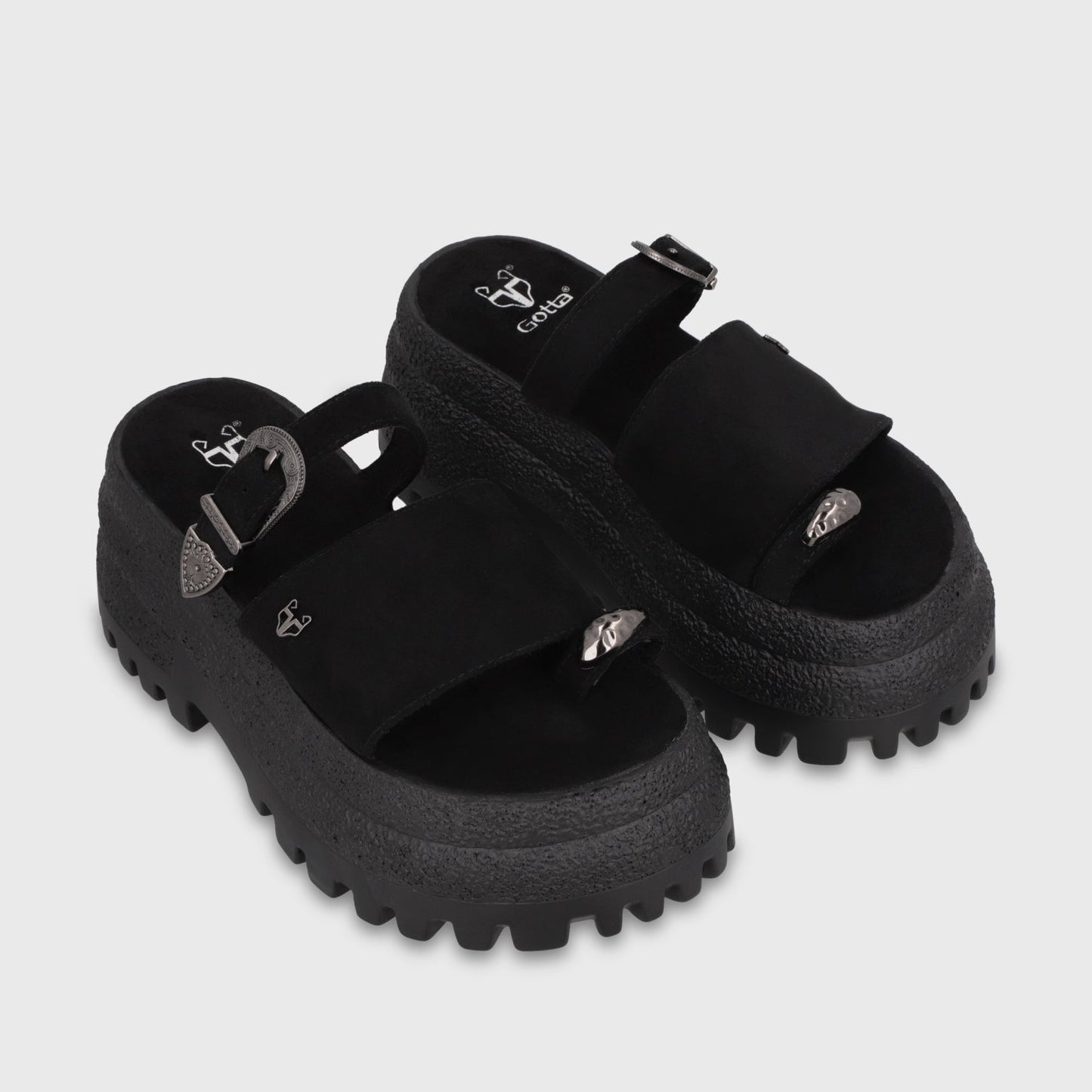 Sandalia Plataforma Negra Mujer 55295 - Gotta Chile