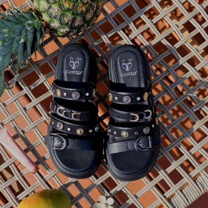 Sandalia Plataforma Negra Mujer 55924 - Gotta Chile