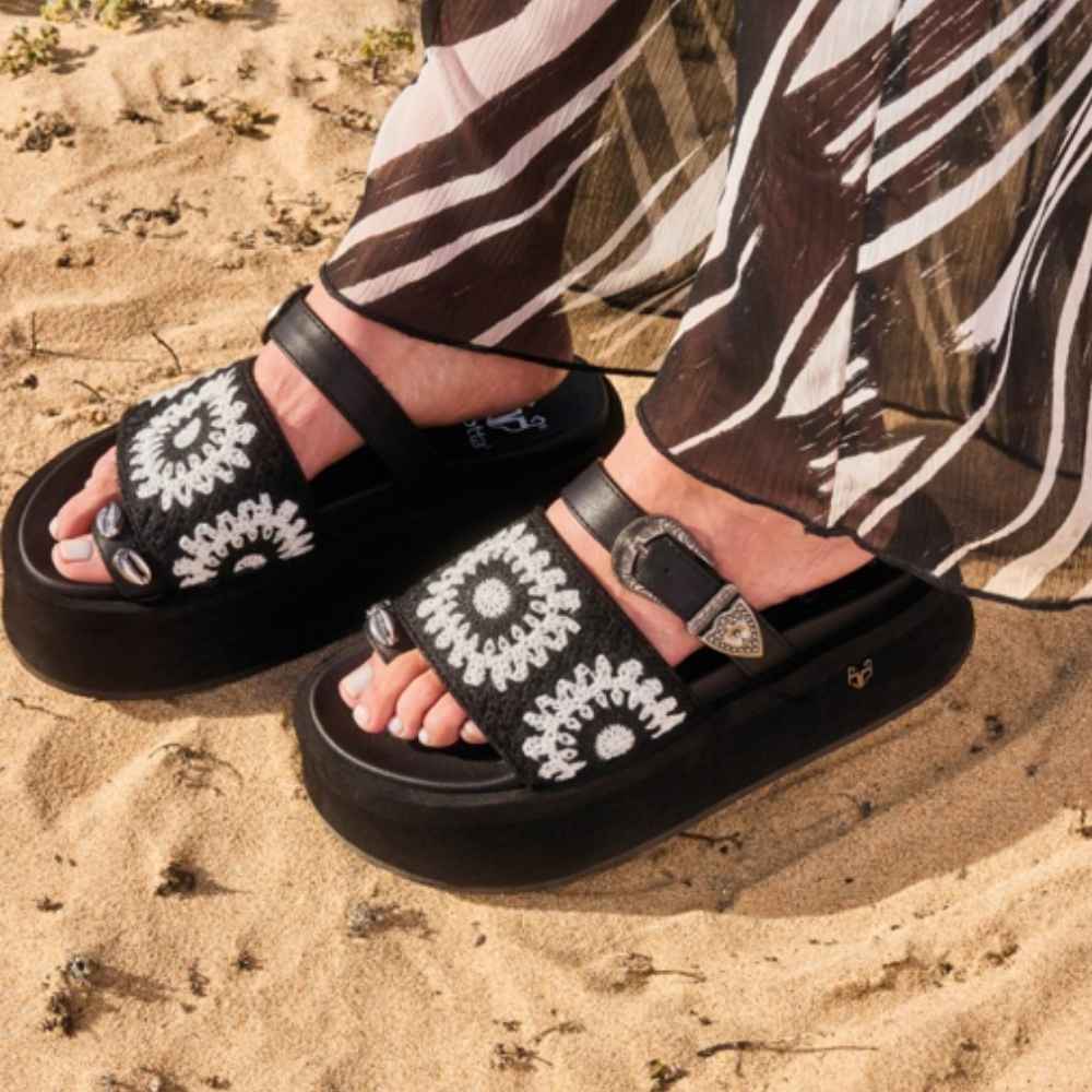Sandalia Plataforma Negra Mujer 55942 - Gotta Chile