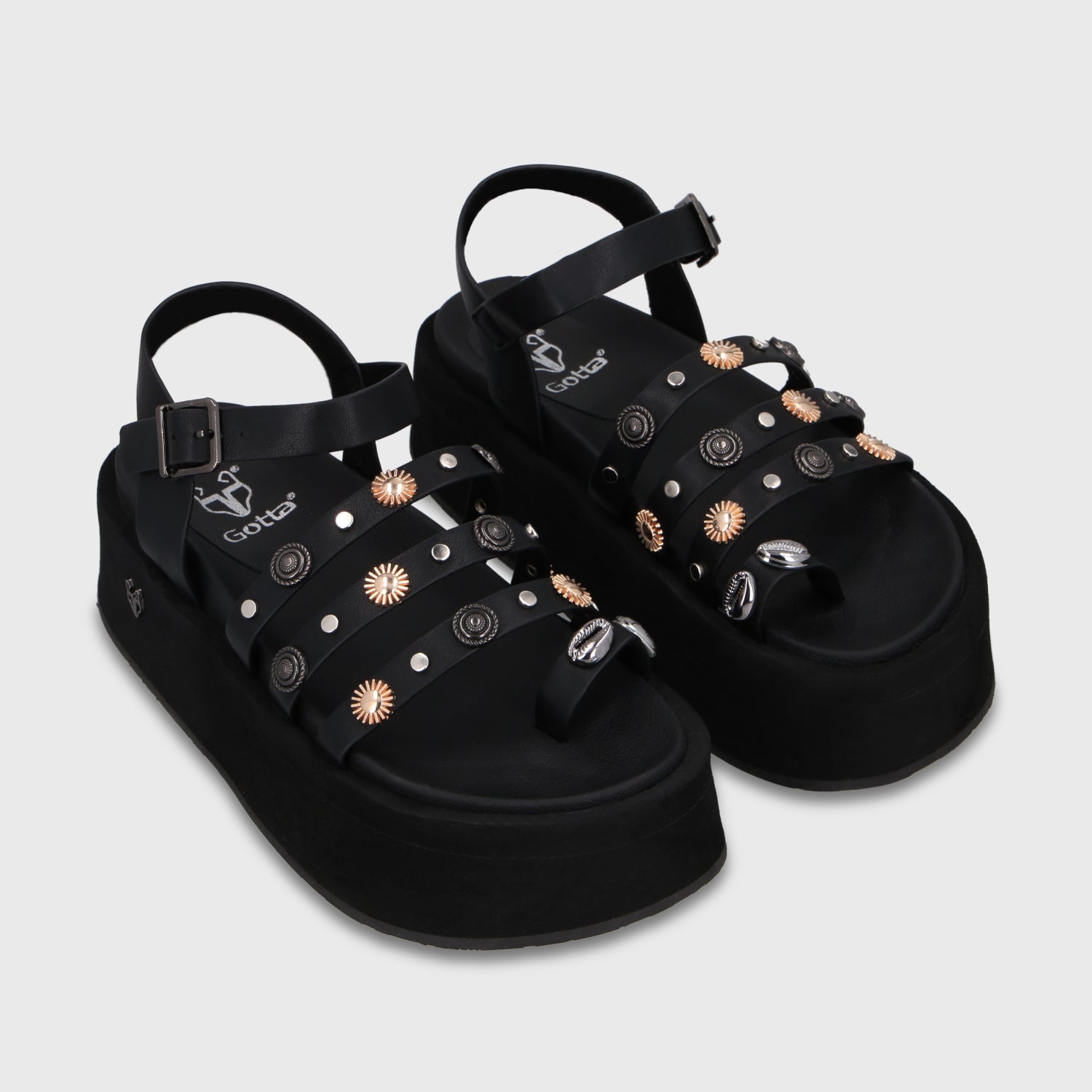 Sandalia Plataforma Negra Mujer 55943 - Gotta Chile