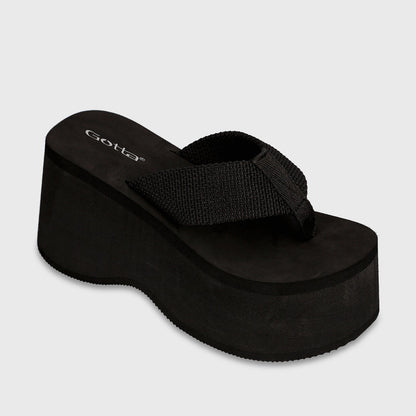 Sandalia Plataforma Negra Mujer Perla - Gotta Chile