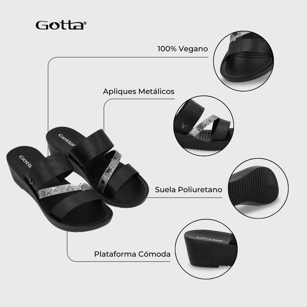 Sandalia Plataforma Negro Mujer 13221 - Gotta Chile