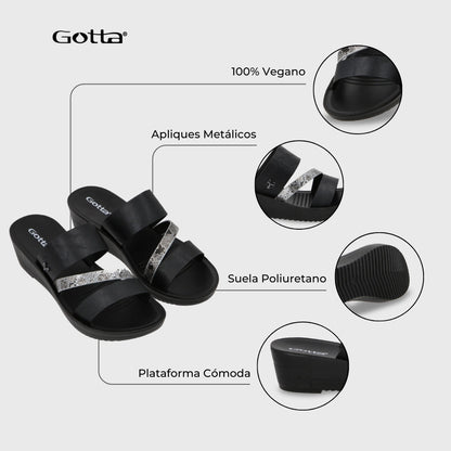 Sandalia Plataforma Negro Mujer 13221 - Gotta Chile