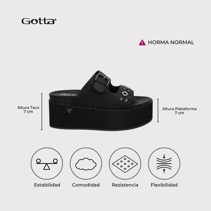 Sandalia Plataforma Negro Mujer 1566D - Gotta Chile