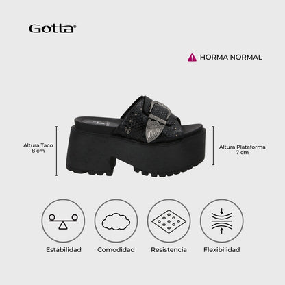 Sandalia Plataforma Negro Mujer 1567D - Gotta Chile