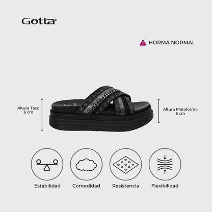 Sandalia Plataforma Negro Mujer 1571B - Gotta Chile
