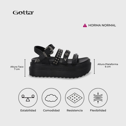 Sandalia Plataforma Negro Mujer 25235 - Gotta Chile