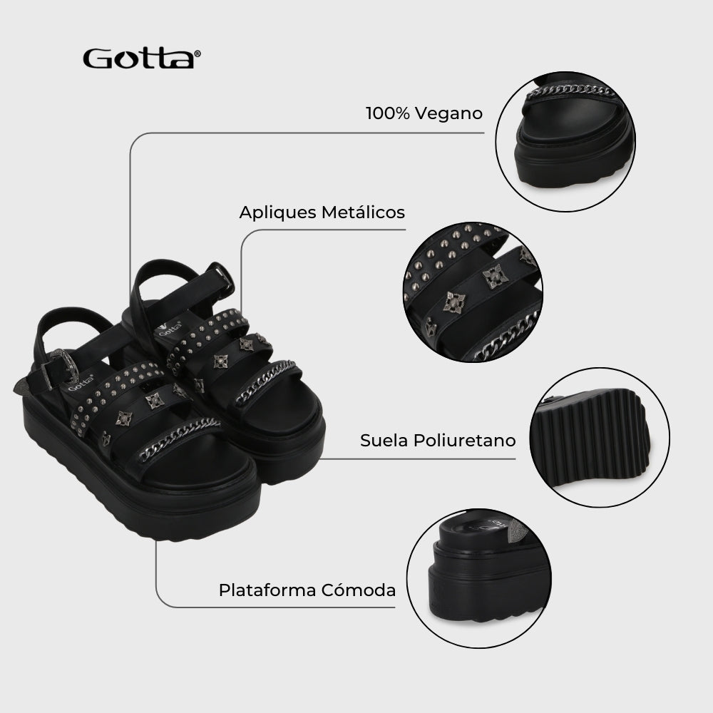 Sandalia Plataforma Negro Mujer 25235 - Gotta Chile