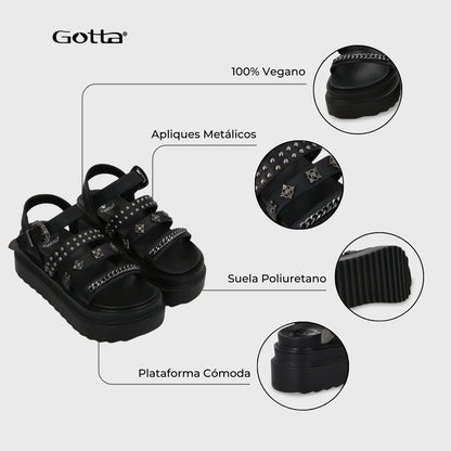 Sandalia Plataforma Negro Mujer 25235 - Gotta Chile