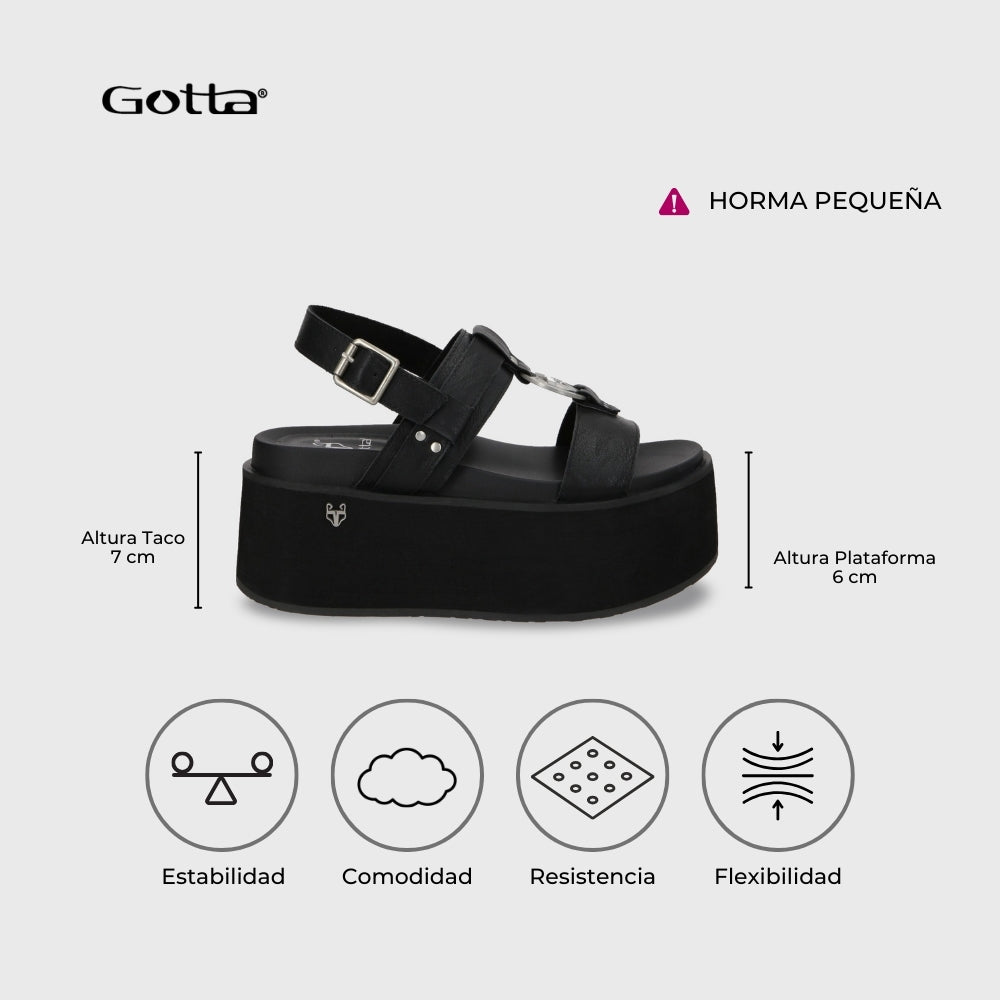 Sandalia Plataforma Negro Mujer 35186 - Gotta Chile