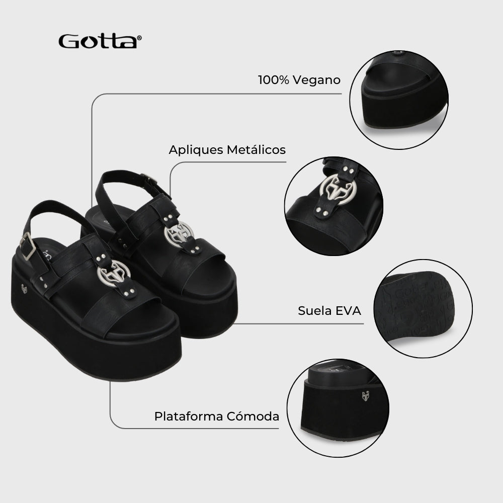 Sandalia Plataforma Negro Mujer 35186 - Gotta Chile