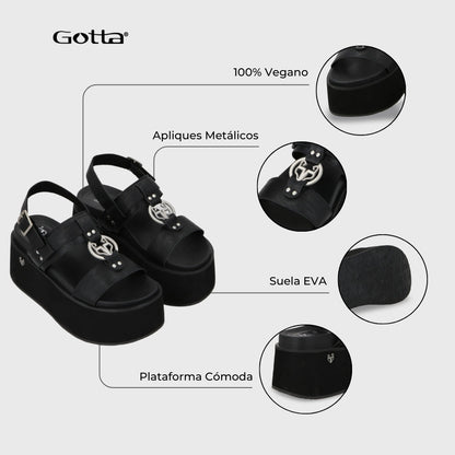 Sandalia Plataforma Negro Mujer 35186 - Gotta Chile
