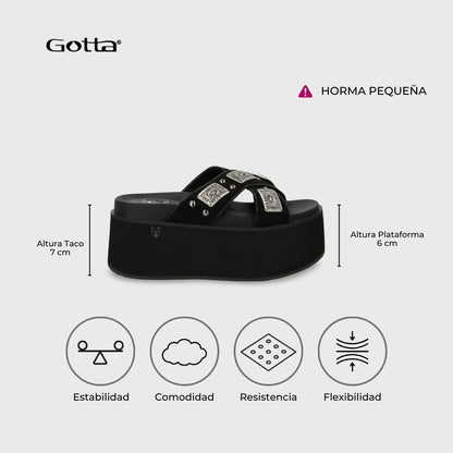 Sandalia Plataforma Negro Mujer 35187 - Gotta Chile