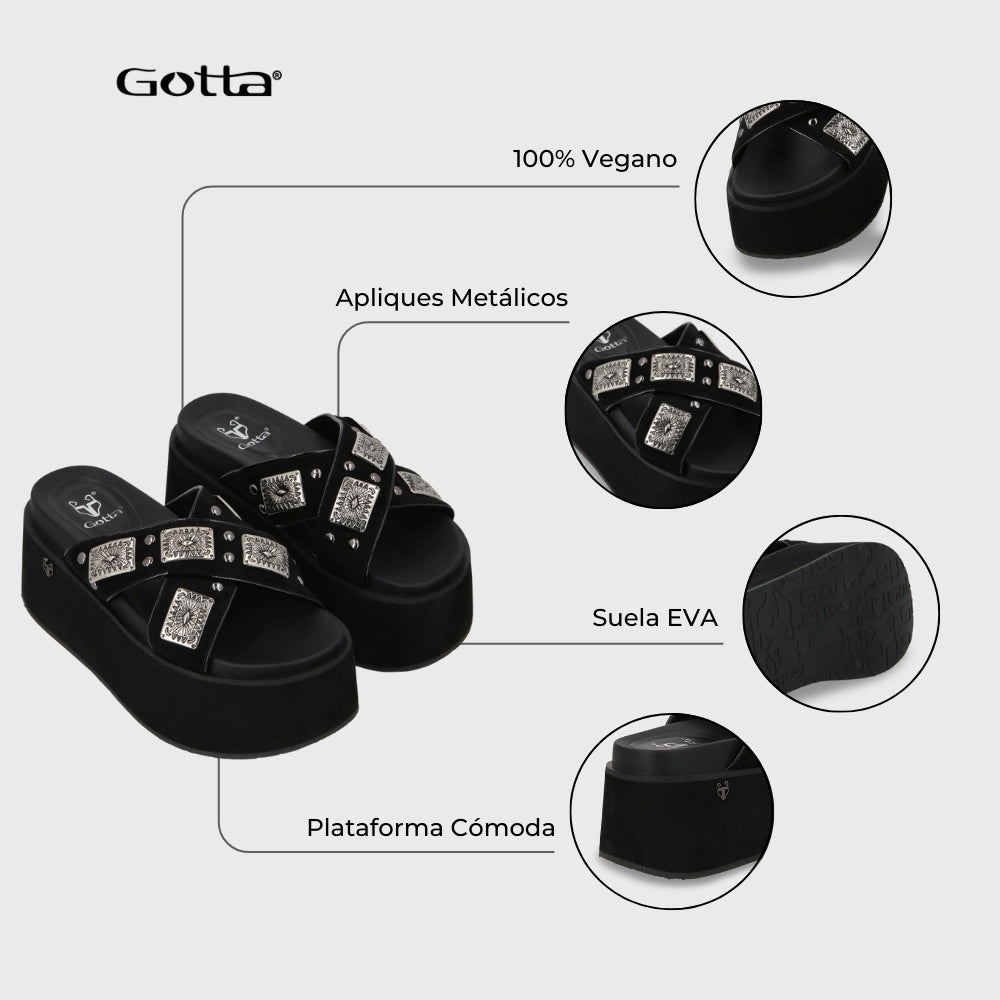 Sandalia Plataforma Negro Mujer 35187 - Gotta Chile