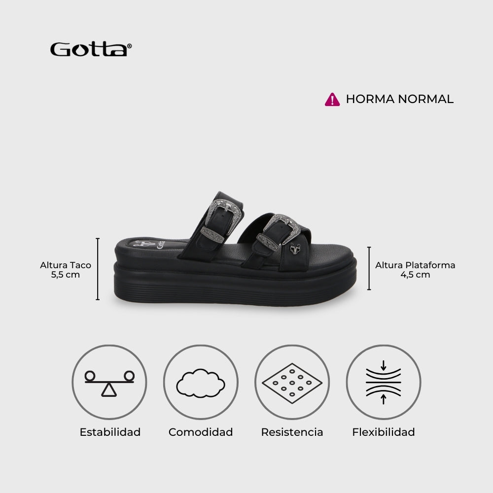 Sandalia Plataforma Negro Mujer 43015 - Gotta Chile