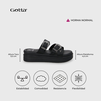 Sandalia Plataforma Negro Mujer 43015 - Gotta Chile