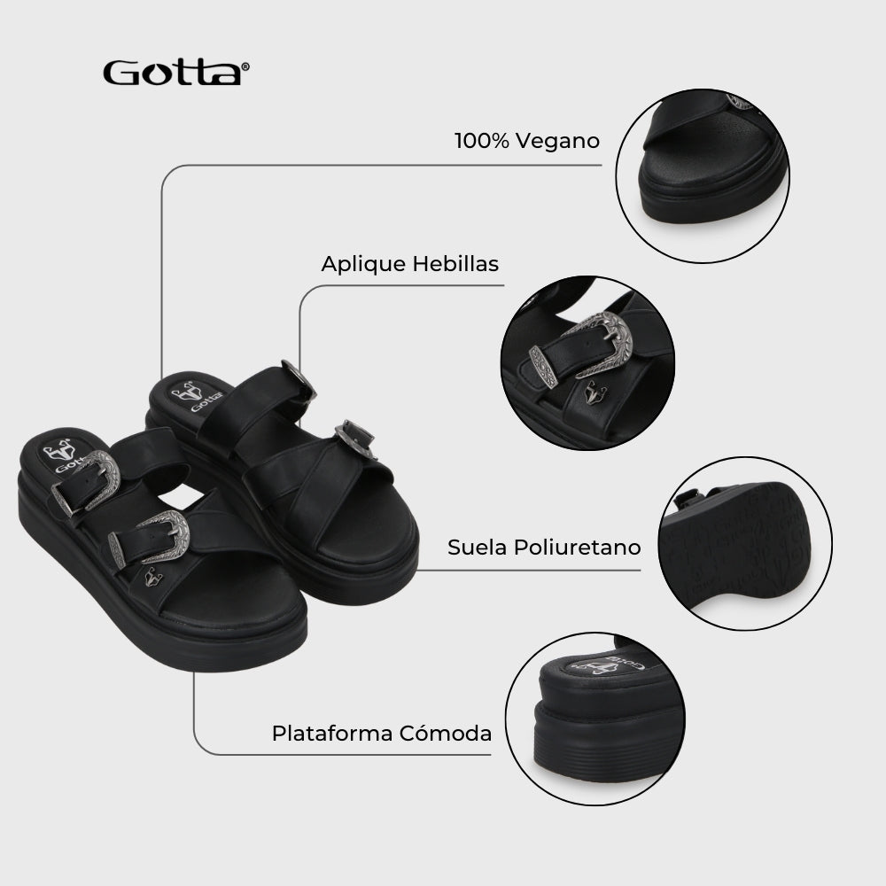 Sandalia Plataforma Negro Mujer 43015 - Gotta Chile